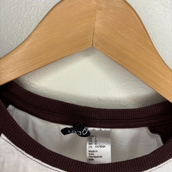 H&M Baby Tee Valencia Spain Brown and White size Large - Picture 4 of 5